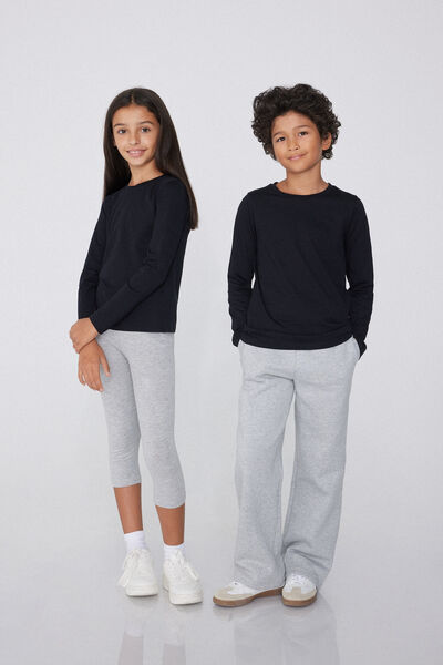 Tezenis Camiseta de manga larga básica unisex 100% algodón niños Unisex Negro Tamaño 2-3