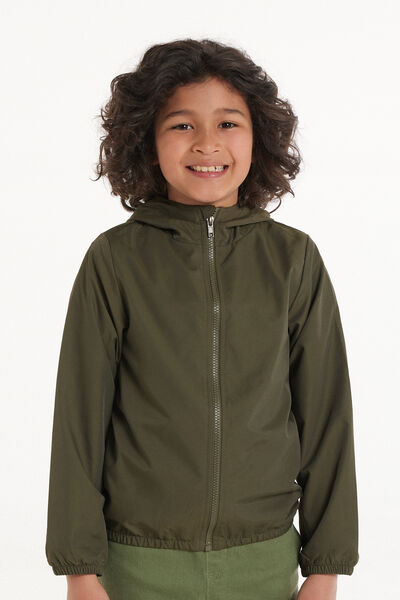 Tezenis Chaqueta con Cremallera y Capucha de Tejido Técnico Unisex para Niños Unisex Verde Tamaño 6-7