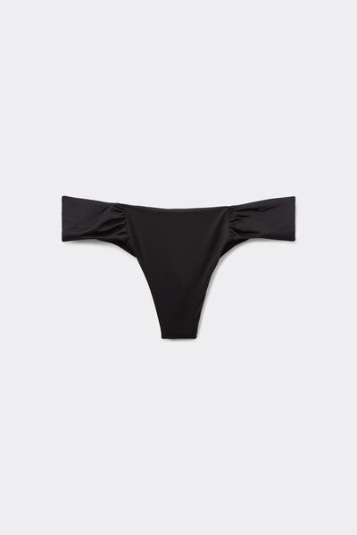 Tezenis Bikini Brasileño Alto y Reciclado con Frunce Lateral Mujer Negro Tamaño L