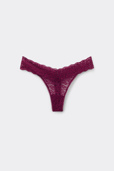 Tezenis Tanga de cintura alta con encaje reciclado Mujer Rojo Tamaño S