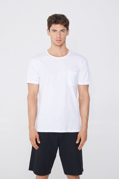 Tezenis Camiseta de Algodón con Bolsillo Hombre Blanco Tamaño S