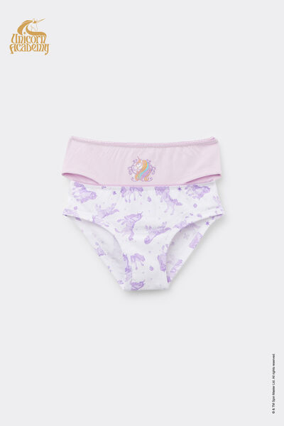Tezenis 2 Braguitas Algodón Niña Unicorn Academy Chica Violeta Tamaño 10-11