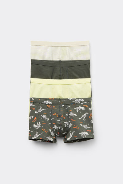 Tezenis 4 Bóxers de Algodón para Niño Estampados Niño Verde Tamaño 10-11