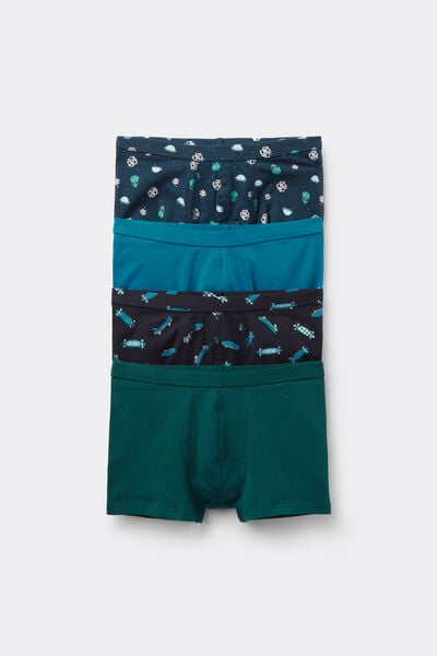 Tezenis 4 Bóxers de Algodón para Niño Estampados Niño Azul Tamaño 2-3