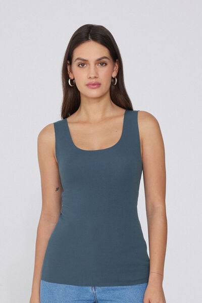 Tezenis Camiseta Tirantes Sin Costuras Algodón Orgánico Mujer Gris Oscuro Tamaño L