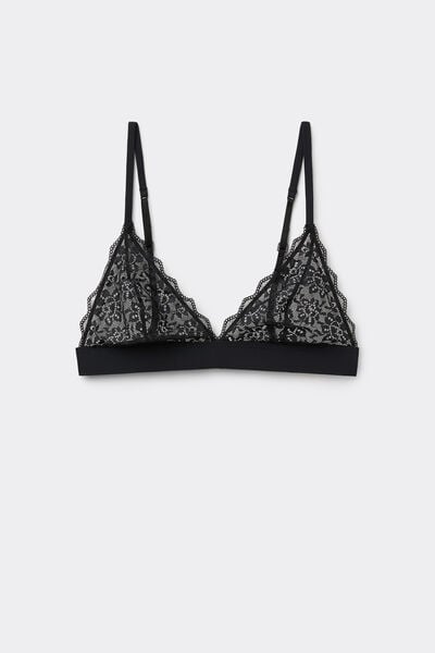 Tezenis Sujetador Triangular Encaje Reciclado Lisbon Mujer Negro Tamaño 4B