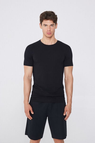 Tezenis Camiseta de Algodón Orgánico Elástico Hombre Negro Tamaño M
