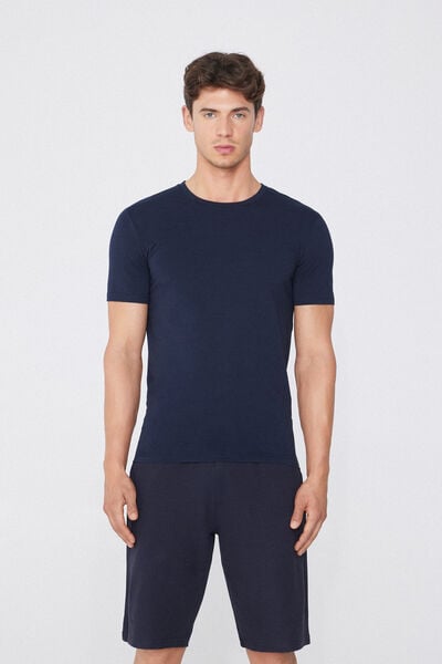Tezenis Camiseta de Algodón Orgánico Elástico Hombre Azul Tamaño L