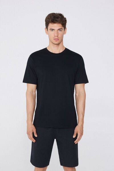 Tezenis Camiseta básica 100% algodón para hombre Hombre Negro Tamaño L