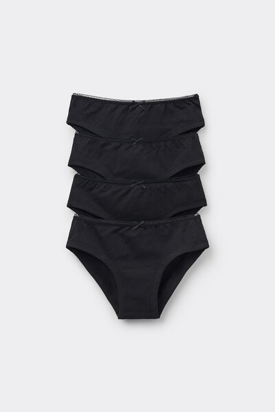 Tezenis 4 Braguitas Niña Algodón Basic Chica Negro Tamaño 6-7