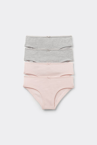 Tezenis 4 Braguitas Niña Algodón Basic Chica Gris Claro Tamaño 10-11