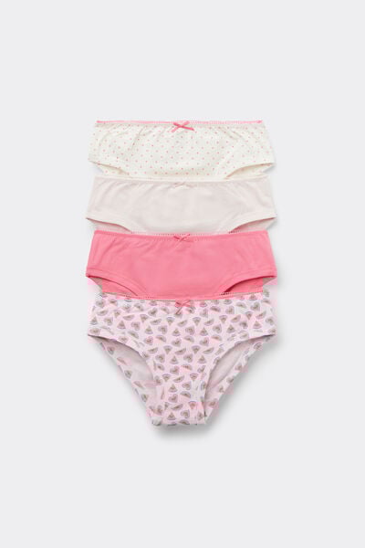 Tezenis 4 Braguitas Niña Algodón Estampado Chica Rosa Tamaño 10-11