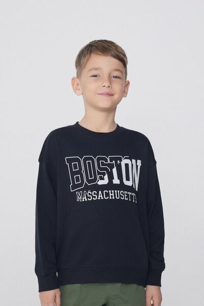 Tezenis Sudadera Manga Larga con Estampado para Niño Niño Negro Tamaño 8-9