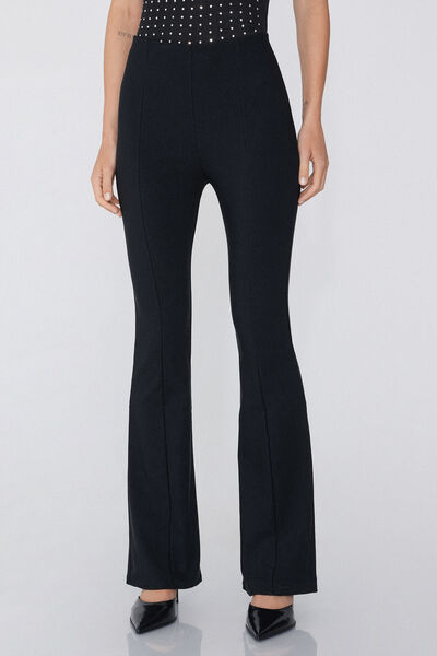 Tezenis Pantalón Flare de Tela Elástica Mujer Negro Tamaño L