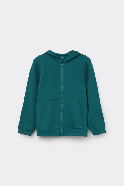 Tezenis Sudadera de Algodón con Capucha y Cremallera Unisex para Niños Unisex Verde Tamaño 2-3