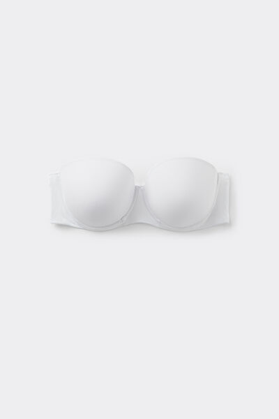 Tezenis Sujetador Bandeau con Relleno Ligero de Microfibra Reciclada Full Coverage Mujer Blanco Tamaño 3D
