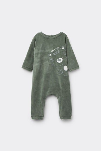 Tezenis Pelele para Bebé de Chenilla de Algodón Grueso  Verde Tamaño 9-12