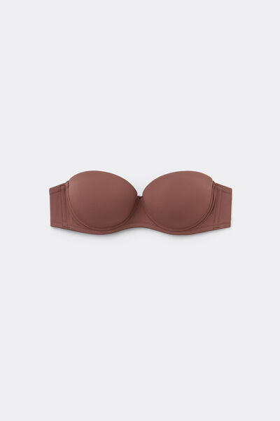 Tezenis Sujetador Bandeau Superrelleno Madrid de Microfibra Reciclada Mujer Marrón Tamaño 3C