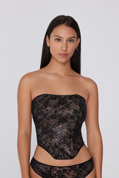 Tezenis Sujetador Tipo Top Bustier Luxury Dream Mujer Negro Tamaño S