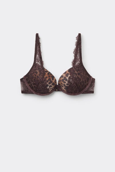 Tezenis Sujetador Push-Up Athens Classy Animalier Mujer Gris Tamaño 3B