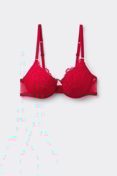 Tezenis Sujetador Push-up Athens Delicate Net Mujer Rojo Tamaño 4B