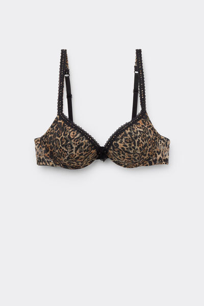 Tezenis Sujetador Super Push-Up Los Angeles Iconic Leopard Mujer Animalier Tamaño 1B