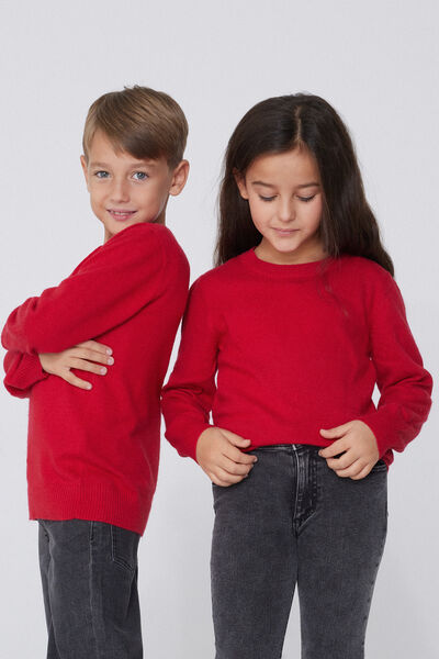 Tezenis Camiseta de cuello redondo de lana para niños Unisex Rojo Tamaño 12-13