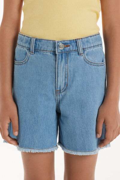 Tezenis Shorts de Denim Deshilachados Chica Azul Claro Tamaño 8-9