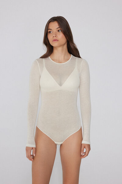 Tezenis Body Cuello Redondo Viscosa Lana Merino Mujer Blanco Tamaño L