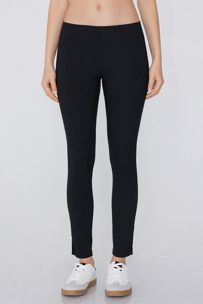 Tezenis Pantalones Capri de Viscosa con Aberturas Mujer Negro Tamaño XL