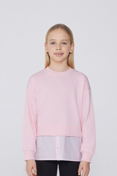 Tezenis Sudadera de Manga Larga en Algodón Efecto Camisa Niña Chica Rosa Tamaño 6-7