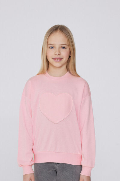 Tezenis Sudadera con Cuello Redondo y Parche Niña Chica Rosa Tamaño 6-7