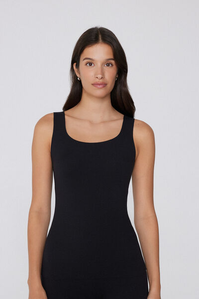 Tezenis Camiseta de Tirantes Anchos Invisible Therm Mujer Negro Tamaño L