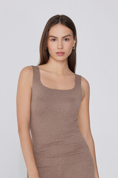 Tezenis Camiseta de Tirantes Anchos Invisible Therm Mujer Marrón Tamaño L