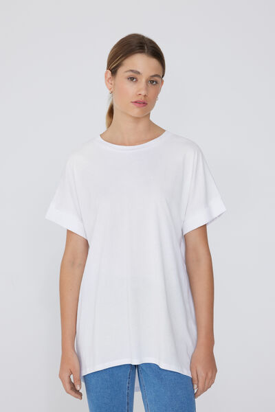 Tezenis Camiseta de Algodón con Vuelta Kimono Mujer Blanco Tamaño L