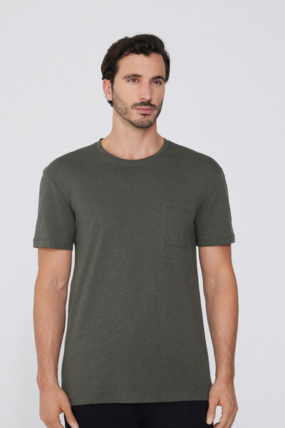 Tezenis Camiseta de Algodón con Bolsillo Hombre Verde Tamaño S