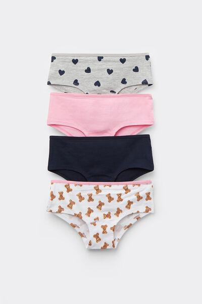 Tezenis 4 Culottes Niña Algodón Estampado Chica Blanco Tamaño 6-7