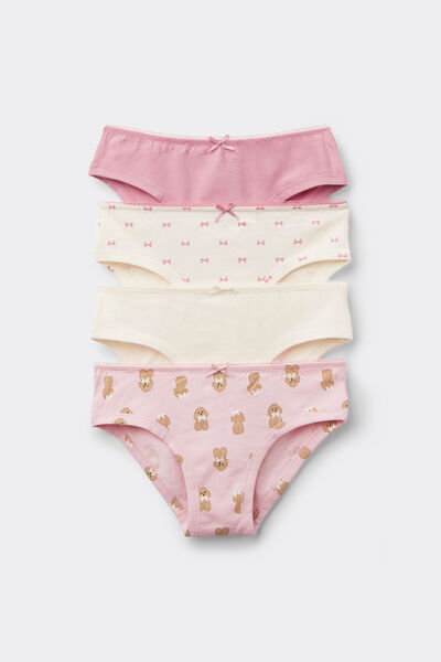 Tezenis 4 Braguitas Niña Algodón Estampado Chica Rosa Tamaño 4-5