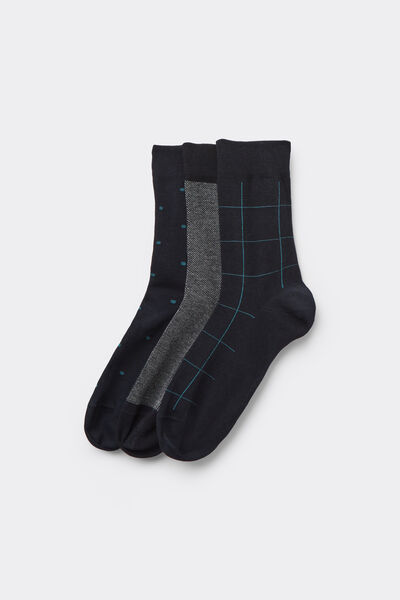 Tezenis 3 Pares Calcetines Cortos Algodón sin Borde Estampado Hombre Hombre Azul Tamaño TU