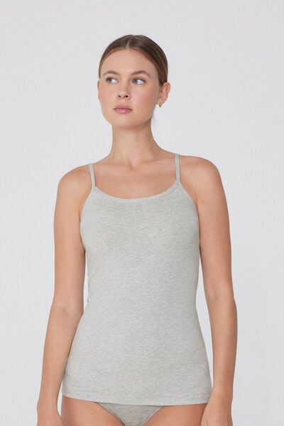 Tezenis Camiseta de Tirantes de Algodón Orgánico Elástico con Cuello Redondo Mujer Gris Tamaño XL