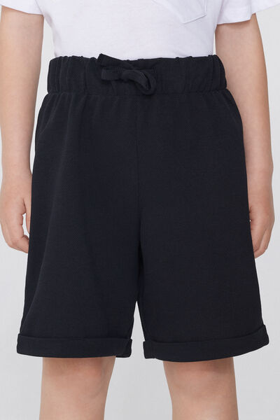 Tezenis Pantalones Cortos Piqué con Cordón Niño Niño Negro Tamaño 4-5