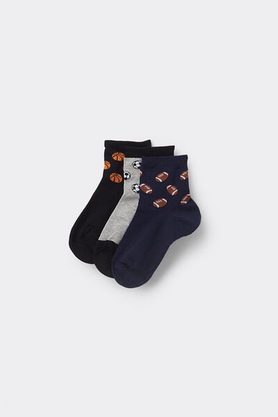 Tezenis 3 Pares Calcetines Cortos Algodón sin Borde Estampado Niño Niño Multicolor Tamaño 34-36