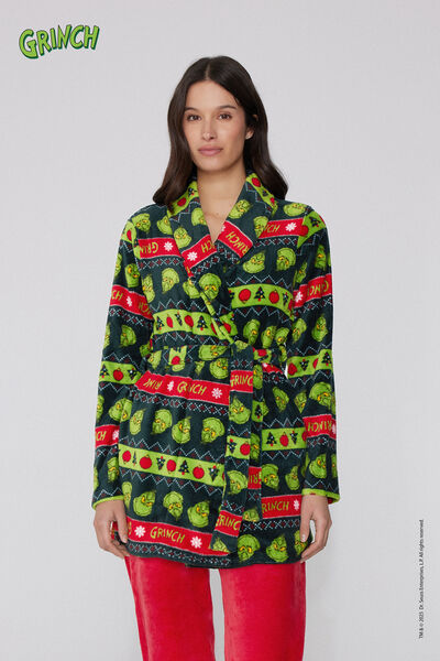 Tezenis Bata ligera de felpa Grinch Navidad Mujer Negro Tamaño L