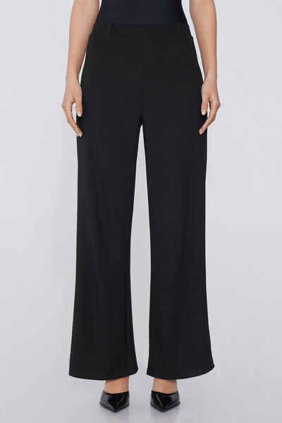 Tezenis Pantalón Palazzo Punto Jersey Mujer Negro Tamaño L