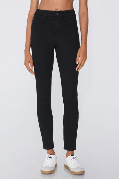 Tezenis Jeggings de Talle Alto con Efecto Push-Up Mujer Negro Tamaño L