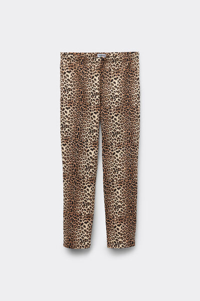 Tezenis Leggings de Niña de Algodón Elástico con Estampado Chica Animalier Tamaño 4-5