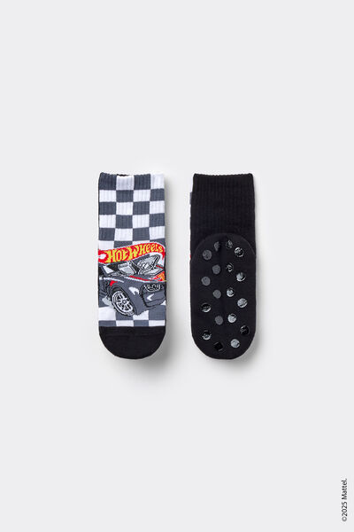 Tezenis Calcetines Antideslizantes Cortos Estampado Hot Wheels para Niño Niño Gris Tamaño 31-33