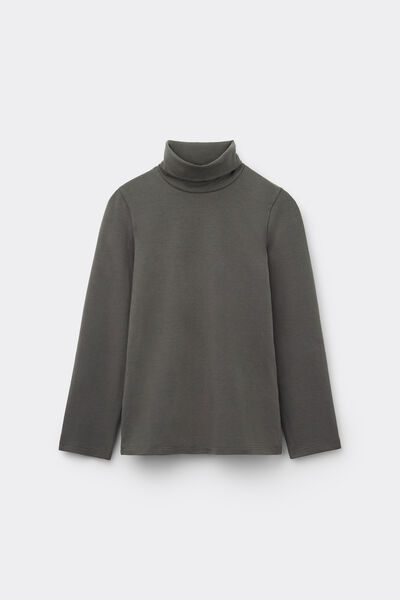 Tezenis Camiseta térmica de manga larga y cuello alto para niños Unisex Verde Tamaño 4-5