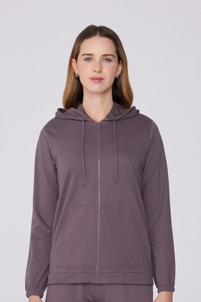 Tezenis Sudadera Ligera Capucha Cremallera y Cordón Mujer Violeta Tamaño XL