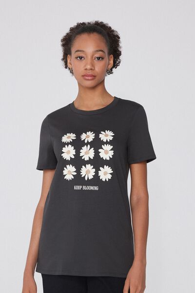 Tezenis Camiseta Algodón con Estampado Mujer Negro Tamaño S